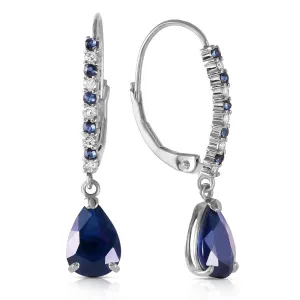 3.35 Carat 14K Solid White Gold Life At The Movies Sapphire Diamond Earrings