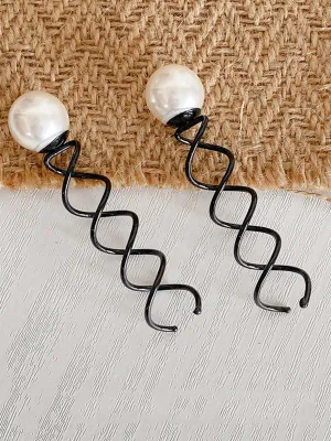 Coiled pearl rotary spiral hairpin