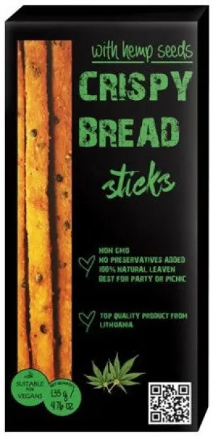 Crispy Bread Sticks with hemp seeds, 150g