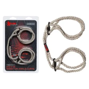 Doc Johnson KINK - Hogtied - Bind & Tie - 6mm Hemp Wrist or Ankle Cuffs - Natural