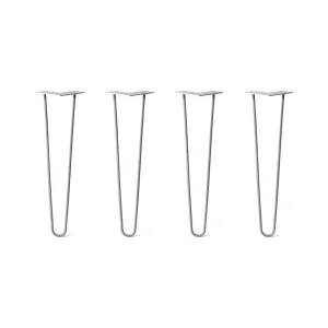 Hairpin Legs Set of 4, 2-Rod Design - Grey Powder Coated Finish