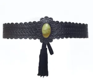 HIAWATHA CUFF BELT - BLACK W JADE S