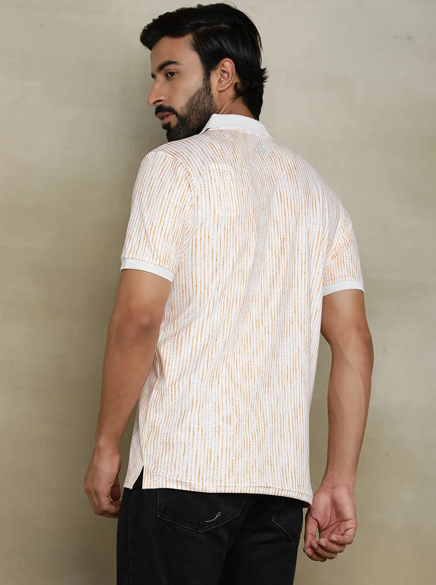 Orange Printed Slim fit Polo T-Shirt | Jade Play