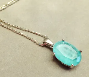 Oval Blue Paraiba Tourmaline Gemstone Necklace