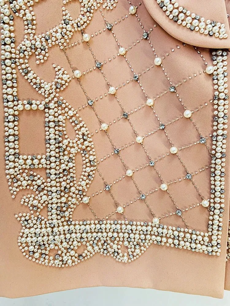 Pre Order:  Intricate Beads Pearls Blazer Dress