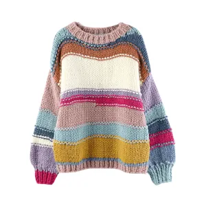 Pre Order:  Multicolor Stripes Round Neck Sweater