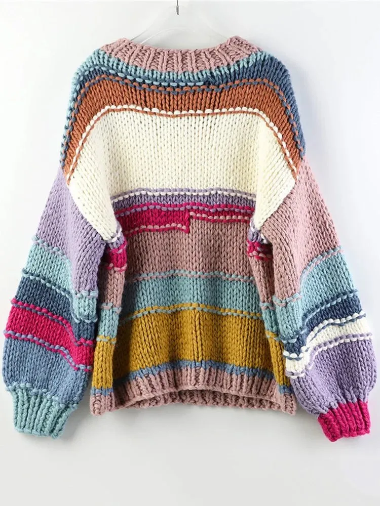 Pre Order:  Multicolor Stripes Round Neck Sweater