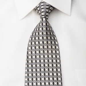 Renoma Men's Silk Necktie Trellis On Silver