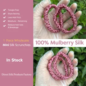 Silver Red silk scrunchies mini