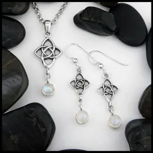 Starlight Pendant and Earring Set with Moonstone