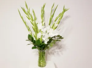 Tranquil Light White Gladiolus Vase